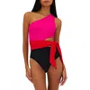 Beach Riot Carlie Cutout One-shoulder Tie Waist One-piece Swimsuit In Glacier Colorblock