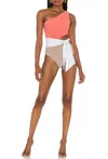 Beach Riot Carlie One Piece In Coral Colorblock In Multi
