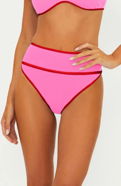Beach Riot Carlotta High Waist Bikini Bottoms In Pink