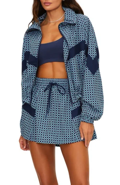 Beach Riot Casen Print Front Zip Jacket In Blue