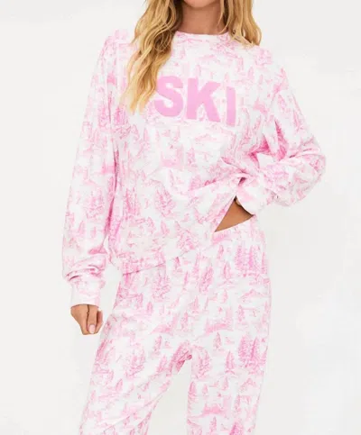 Beach Riot Cassia Crewneck Top In Powder Pink Toile In Multi