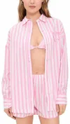 Beach Riot Cassidy Stripe Long Sleeve Top In Prism Pink Stripe In Multi