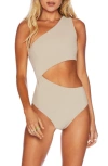 Beach Riot Celine Cutout One-shoulder One-piece Swimsuit In Tan
