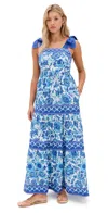 Beach Riot Charlotte Floral Tie Strap Cover-up Maxi Dress In Blue
