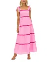 Beach Riot Rickrack Trim Tiered Cover-up Maxi Dress In Sweet Berry Wave Pink