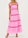 Beach Riot Rickrack Trim Tiered Cover-up Maxi Dress In Pink