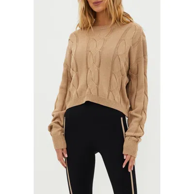 Beach Riot Clarice Cotton Cable Stitch Sweater In Sandshell