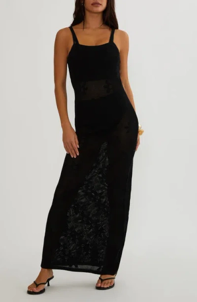 Beach Riot Conrad Cotton Floral Jacquard Sundress In Black