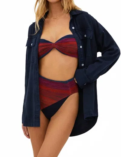 Beach Riot Coramine Button Down Top In Navy In Blue