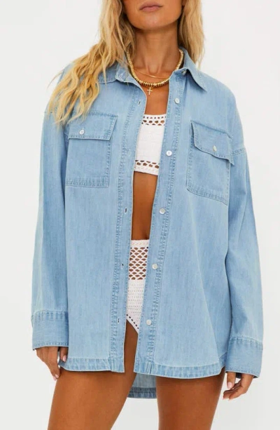 Beach Riot Coramine Oversize Denim Button-up Shirt In Denim Daze