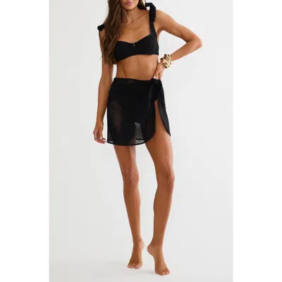 Beach Riot Crochet Mini Sarong Cover-up In Black