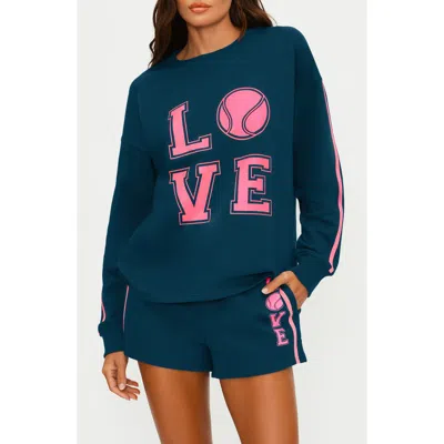 Beach Riot Cyra Crewneck Cotton Sweatshirt In Blue