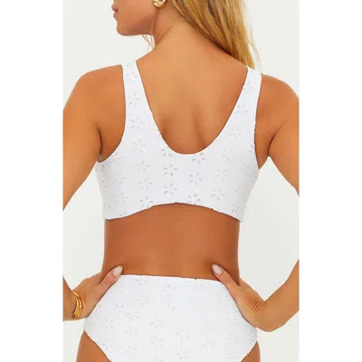 Beach Riot Dallas Tie Front Bikini Top In White Magnolia Eyelet