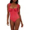 Beach Riot Dede Rib Underwire One-piece Swimsuit In Red Hot Shine
