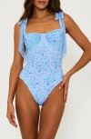 Beach Riot Dede Rib Underwire One-piece Swimsuit In Iris Petal