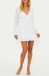Beach Riot Delaney Eyelet Long Sleeve Cover-up Minidress In White Magnolia Eyelet