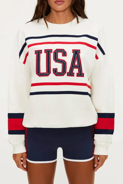 Beach Riot Devon Firework Colorblock Usa Sweater In Navy In Blue