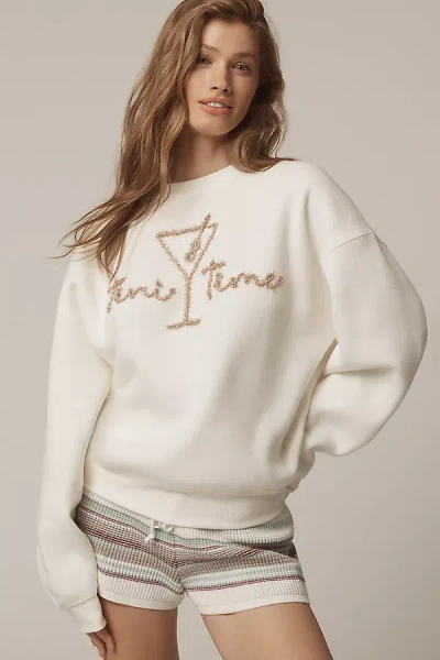 Beach Riot Devyn Alpine Crewneck Sweater In White