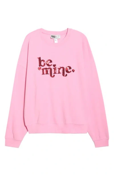 Beach Riot Devyn Be Mine Oversize Sweatshirt In Pink