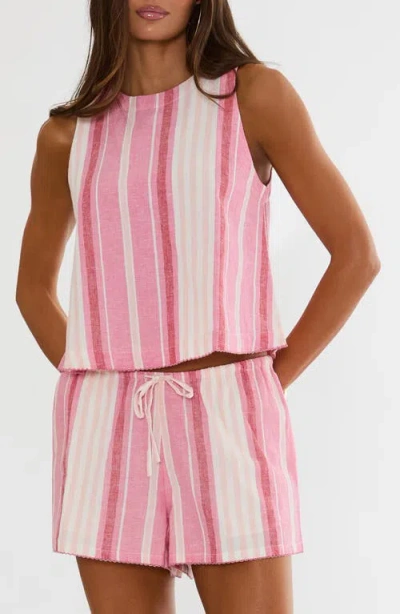 Beach Riot Dollie Sleeveless Cotton & Linen Cover-up Top In Pink
