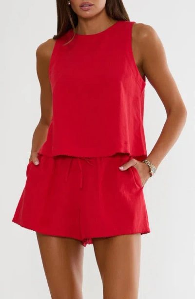 Beach Riot Dollie Sleeveless Cotton & Linen Cover-up Top In Red