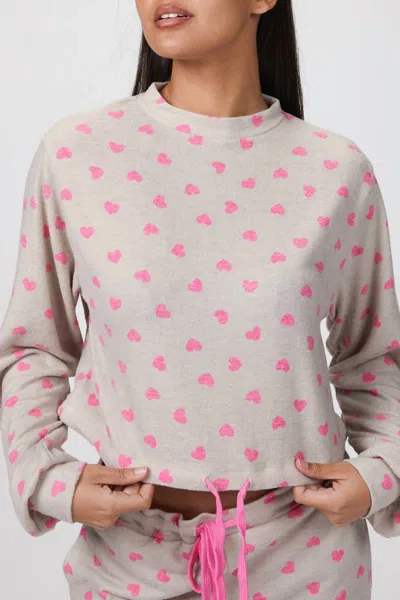 Beach Riot Dylan Sweatshirt In Taupe Heart In Beige