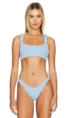 Beach Riot Effie Bikini Top In Denim Scrunch