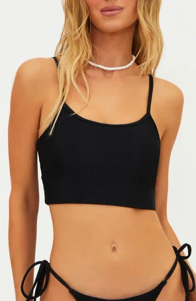 Beach Riot Elara Rib Bikini Top In Black