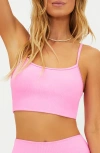 Beach Riot Elara Rib Bikini Top In Pink