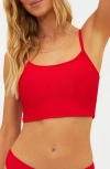 Beach Riot Elara Rib Bikini Top In Red
