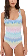 Beach Riot Elina One Piece Sunset Chevron In Multi