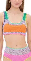 Beach Riot Elliot Crochet Bikini Top In Technicolor Rays