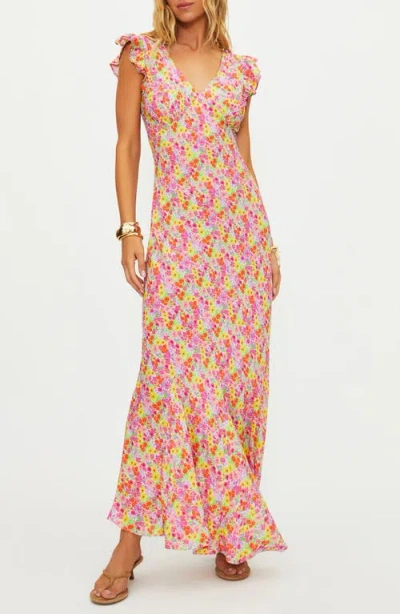 Beach Riot Elodie Flutter Sleeve Maxi Cover-up Dress In Multi