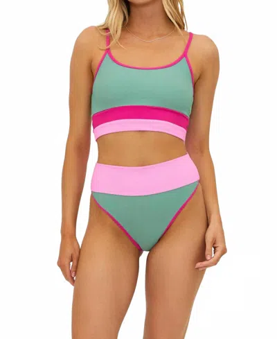 Beach Riot Emmy Bikini Bottom In Sage Bloom In Multi