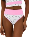 Beach Riot Emmy Floral Colorblock High Waist Bikini Bottoms In Peony Blossom