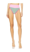 Beach Riot Emmy Colorblock High Waist Bikini Bottoms In Sage Bloom Colorblock