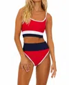 Beach Riot Emmy Bottom Bikini In Americana Colorblock In Red