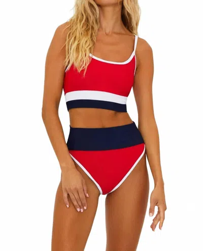 Beach Riot Emmy Bottom Bikini In Americana Colorblock In Red