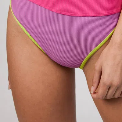 Beach Riot Emmy Bottom In Lime Punch Colorblock In Purple