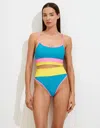 Beach Riot Eva Bottom Women Colorblock Stretch High-waisted Swimwear Buu781 In Multi