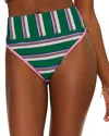 Beach Riot Emmy Stripe Rib High Waist Bikini Bottoms In Jelly Bean Stripe