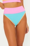 Beach Riot Emmy Colorblock High Waist Bikini Bottoms In Multi