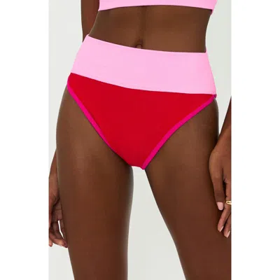 Beach Riot Emmy Colorblock High Waist Bikini Bottoms In Gumdrop Colorblock