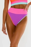 Beach Riot Emmy Colorblock High Waist Bikini Bottoms In Multi