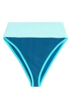 Beach Riot Emmy Colorblock High Waist Bikini Bottoms In Seashore Coast
