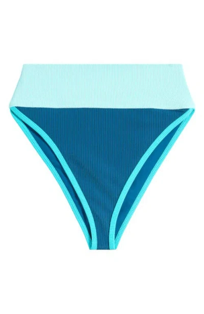 Beach Riot Emmy Colorblock High Waist Bikini Bottoms In Seashore Coast