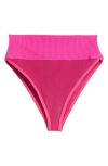Beach Riot Emmy Colorblock High Waist Bikini Bottoms In Sorbet Red