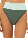 Beach Riot Emmy Colorblock High Waist Bikini Bottoms In Green