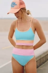 Beach Riot Emmy Colorblock High Waist Bikini Bottoms In Multi