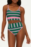 Beach Riot Emmy Stripe Rib High Waist Bikini Bottoms In Jelly Bean Stripe